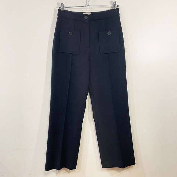 EUC Sézane Emilio Wool Blend Cropped Trouser Navy 36, 4 - Picture 2 of 8